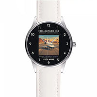Thumbnail for Bombardier Challenger 604 - Poster + Name - Leather Strap - White Leather Strap