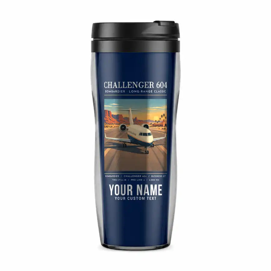 Bombardier Challenger 604 - Poster + Name - Plastic (No Holder) - Dark Blue