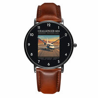 Thumbnail for Bombardier Challenger 604 - Poster - Slim Leather - Black and Brown Leather Strap