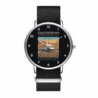 Thumbnail for Bombardier Challenger 604 - Poster - Slim Leather - Silver and Black Nylon Strap