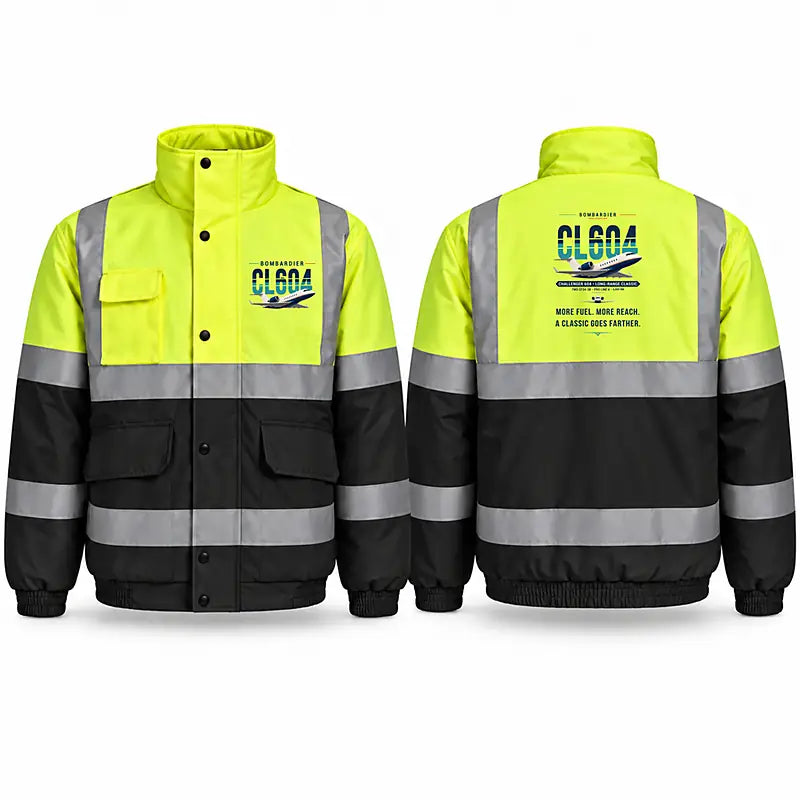 Bombardier Challenger 604 Reflective Winter Jackets - Original - Fluorescent Yellow & Navy