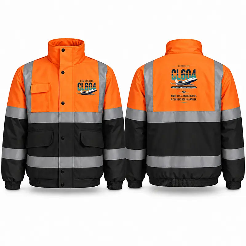 Bombardier Challenger 604 Reflective Winter Jackets - Original - Orange & Navy