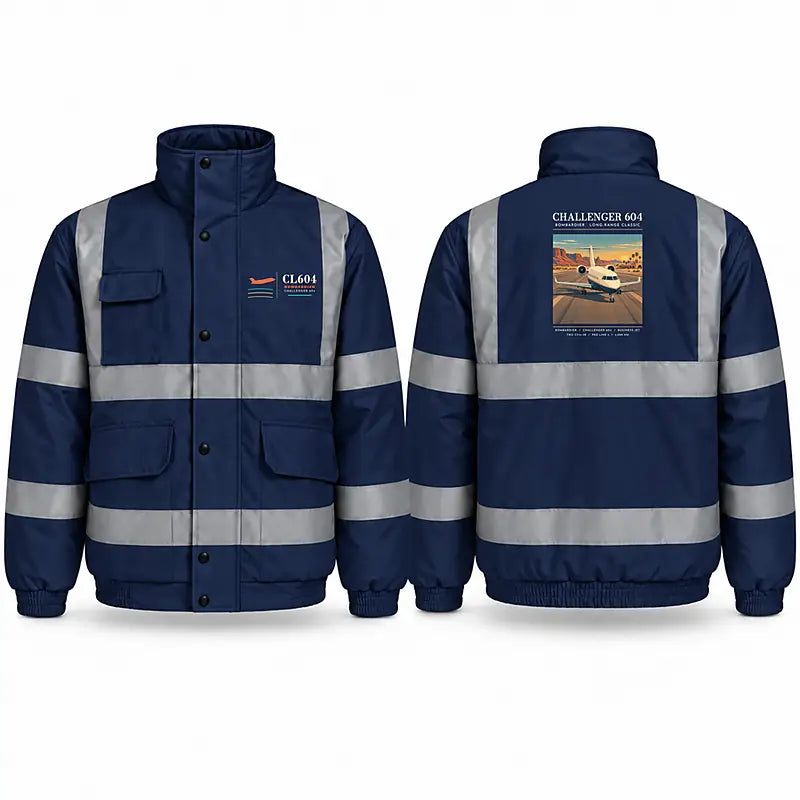 Bombardier Challenger 604 Reflective Winter Jackets - Poster - Navy Blue