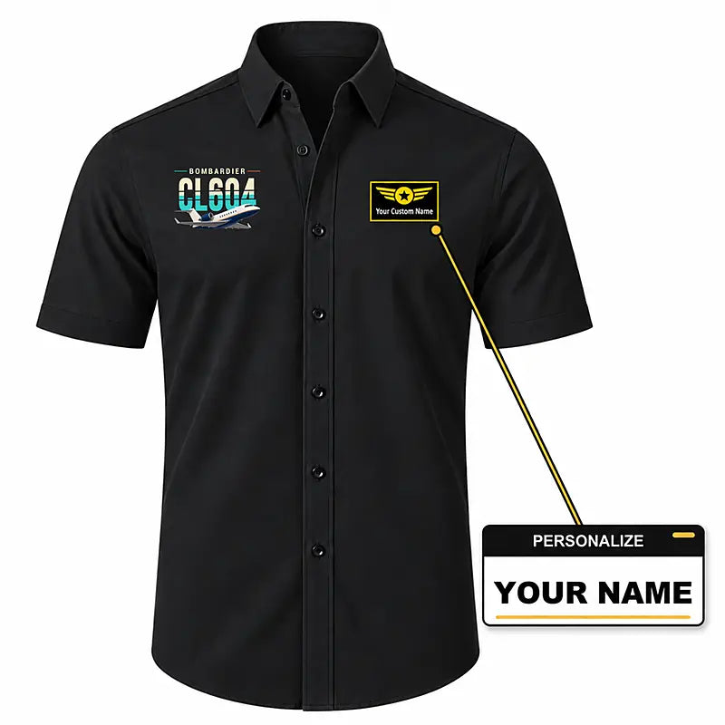 Bombardier Challenger 604 - Short Sleeve Shirt - Original - Black + NAME