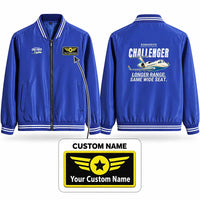 Thumbnail for Bombardier Challenger 604 Stylish Jackets - Baseball Collar - Cartoon + Name - Royal Blue