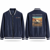 Thumbnail for Bombardier Challenger 604 Stylish Jackets - Baseball Collar - Poster - Navy Blue