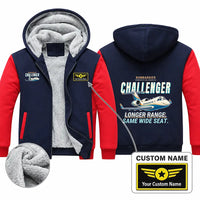 Thumbnail for Bombardier Challenger 604 Zipped Sweatshirts - Cartoon + Name - Navy & Red