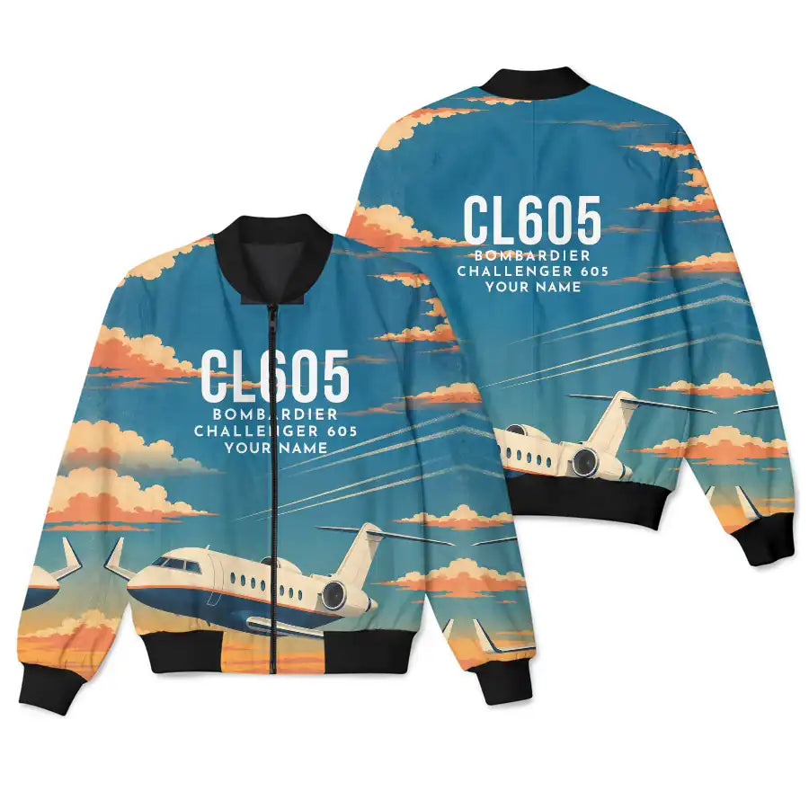 Bombardier Challenger 605 3D All-Over Print Clothing - Bomber Jacket - 3D + Name