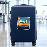 Thumbnail for Bombardier Challenger 605 - 3D + Name - Square Sticker - Suitcase