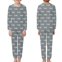 Thumbnail for Bombardier Challenger 605 - Children Pajamas - Cartoon Pattern - Gray