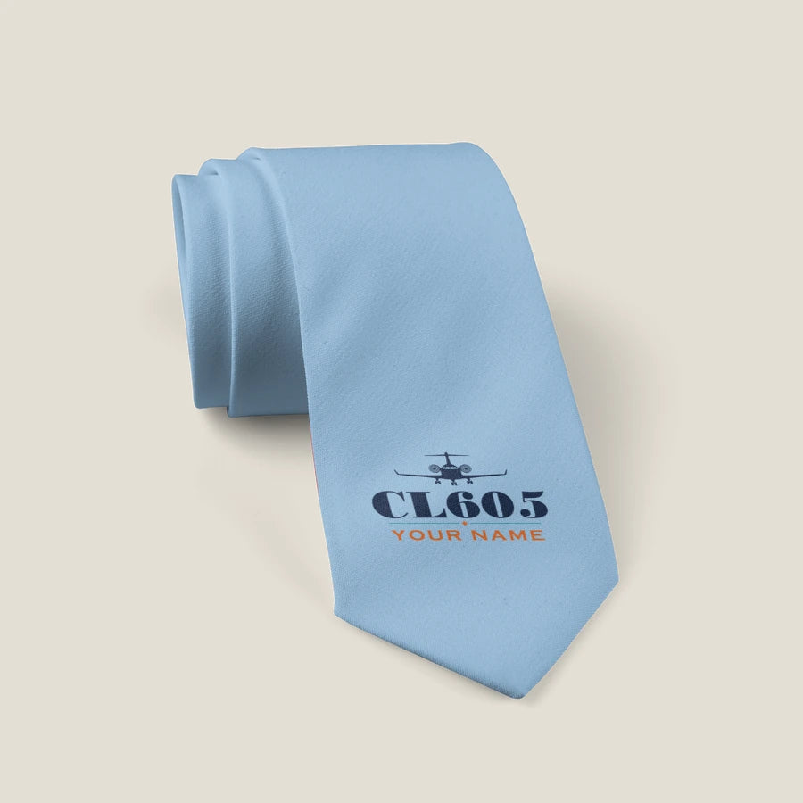 Bombardier Challenger 605 - Heritage + Name - Tie - Light Blue