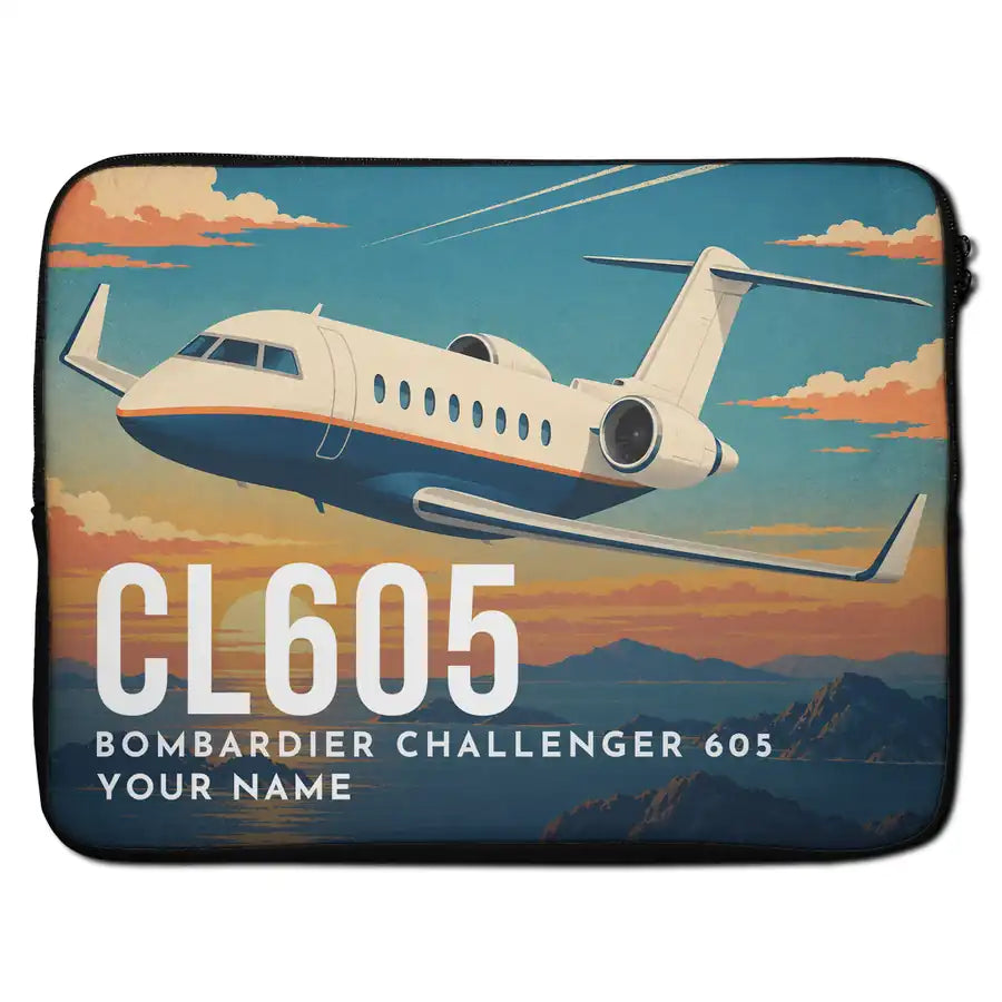 Bombardier Challenger 605 - Laptop Sleeve + Name