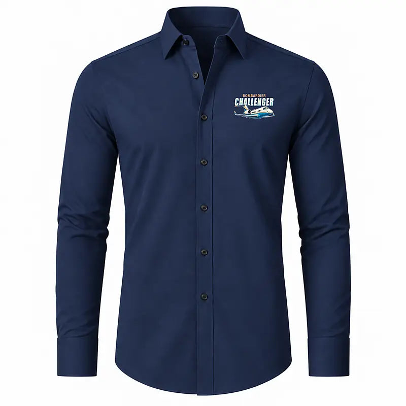 Bombardier Challenger 605 - Long Sleeve Shirt - Cartoon - Dark Blue