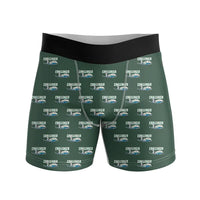 Thumbnail for Bombardier Challenger 605 - Men Boxers - Cartoon Pattern - Dark Green