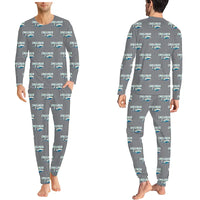 Thumbnail for Bombardier Challenger 605 - Men Pajamas - Cartoon Pattern - Gray