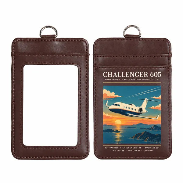 Bombardier Challenger 605 - Poster - ID Card Holder - Dark Brown