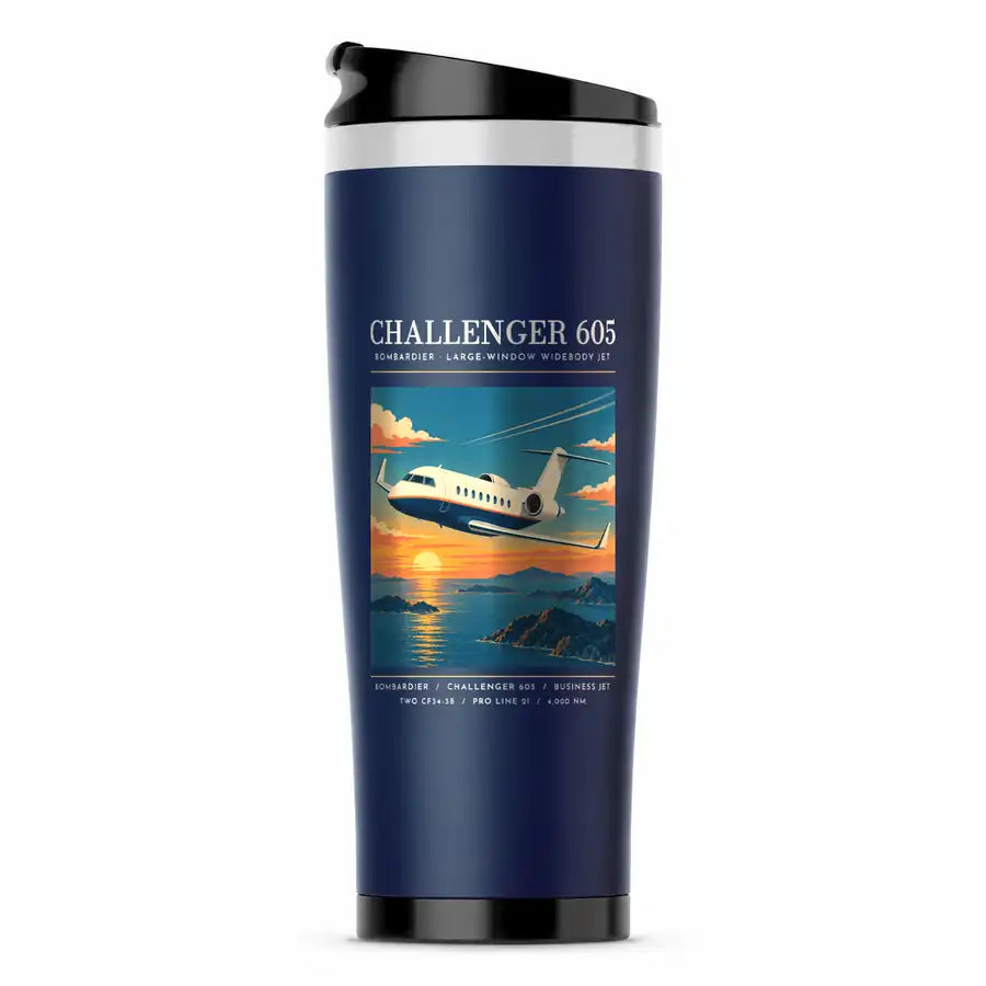 Bombardier Challenger 605 - Poster - Stainless Steel (No Holder) - Dark Blue