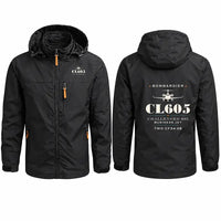 Thumbnail for Bombardier Challenger 605 Stylish Jackets - Hooded Windbreaker - Heritage - Black