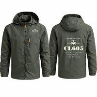 Thumbnail for Bombardier Challenger 605 Stylish Jackets - Hooded Windbreaker - Heritage - Olive Green