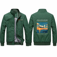 Thumbnail for Bombardier Challenger 605 Stylish Jackets - Stand Collar - Poster - Green