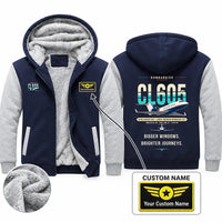 Thumbnail for Bombardier Challenger 605 Zipped Sweatshirts - Original + Name - Navy & Gray