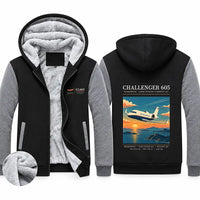 Thumbnail for Bombardier Challenger 605 Zipped Sweatshirts - Poster - Black & Gray