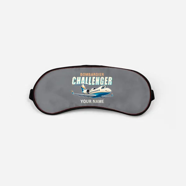 Bombardier Challenger 650 - Cartoon + Name - Sleep Mask - Gray