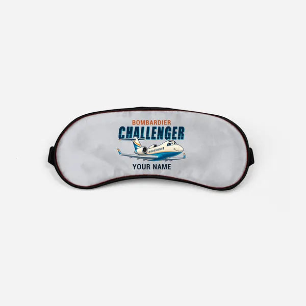 Bombardier Challenger 650 - Cartoon + Name - Sleep Mask - Light Gray