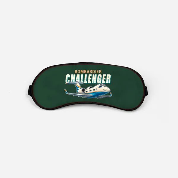 Bombardier Challenger 650 - Cartoon - Sleep Mask - Dark Green