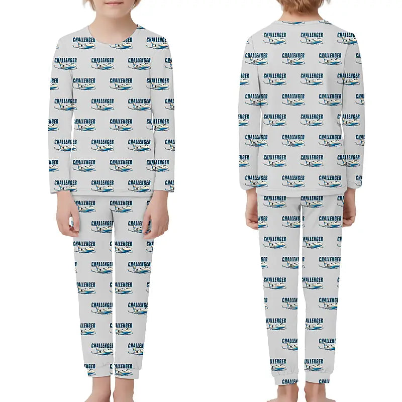 Bombardier Challenger 650 - Children Pajamas - Cartoon Pattern - Light Gray