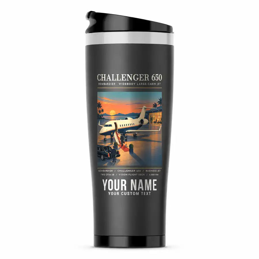 Bombardier Challenger 650 - Poster + Name - Stainless Steel (No Holder) - Gray