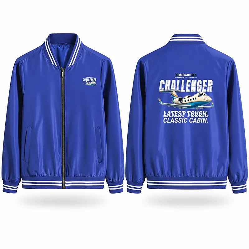 Bombardier Challenger 650 Stylish Jackets - Baseball Collar - Cartoon - Royal Blue