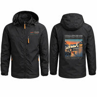 Thumbnail for Bombardier Challenger 650 Stylish Jackets - Hooded Windbreaker - Poster - Black