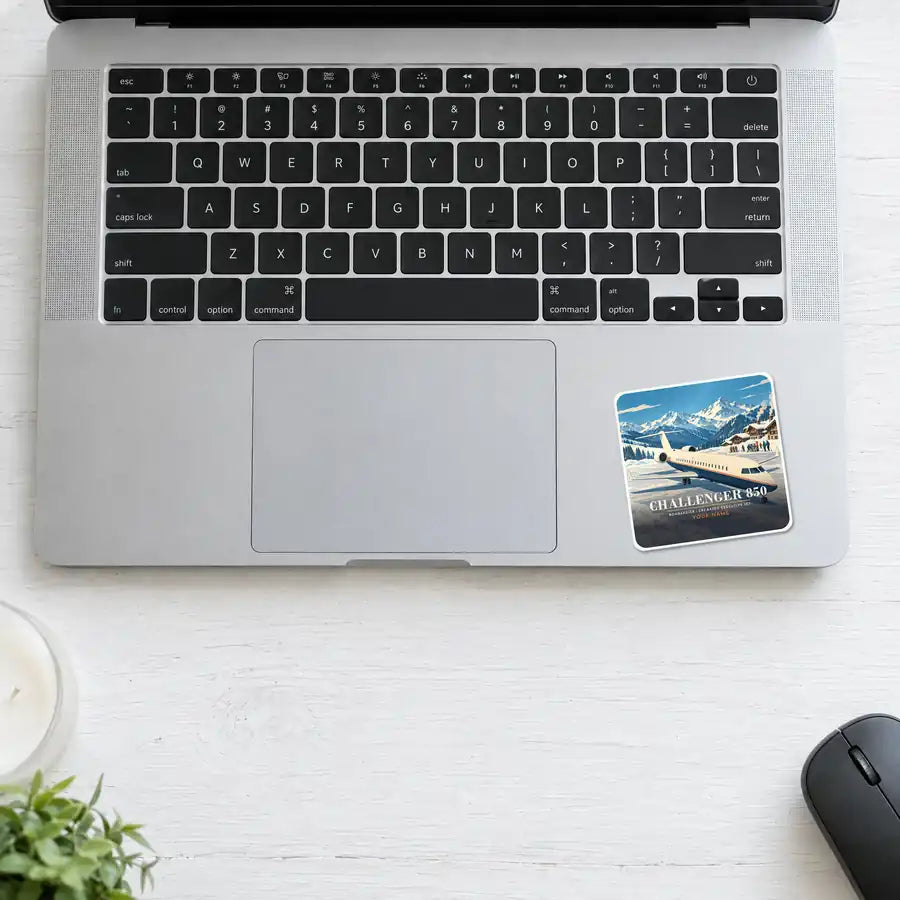 Bombardier Challenger 850 - 3D + Name - Square Sticker - Laptop