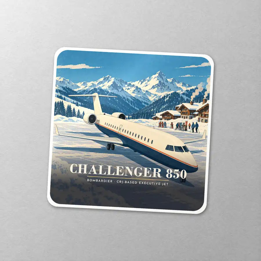 Bombardier Challenger 850 - 3D - Square Sticker - Close-up