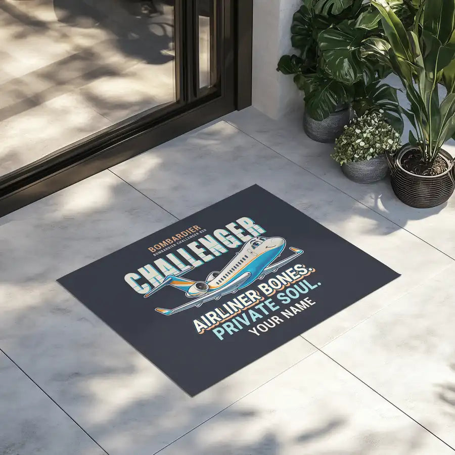 Bombardier Challenger 850 - Cartoon + Name - Door Mat