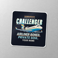 Thumbnail for Bombardier Challenger 850 - Cartoon + Name - Square Sticker - Close-up