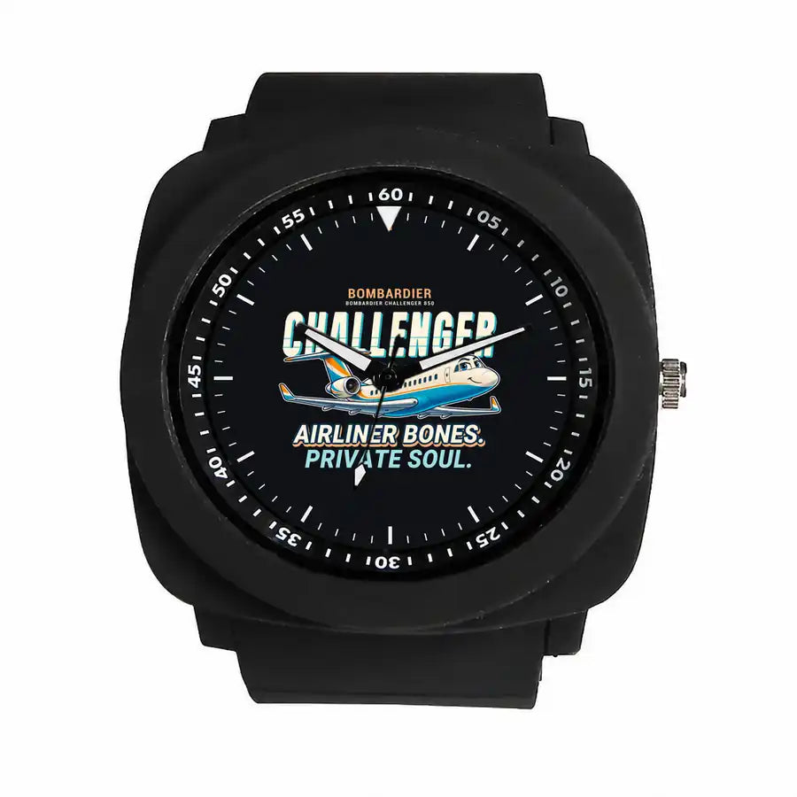 Bombardier Challenger 850 - Cartoon - Rubber Strap - Black