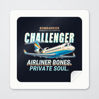 Thumbnail for Bombardier Challenger 850 - Cartoon - Square Sticker - Peel