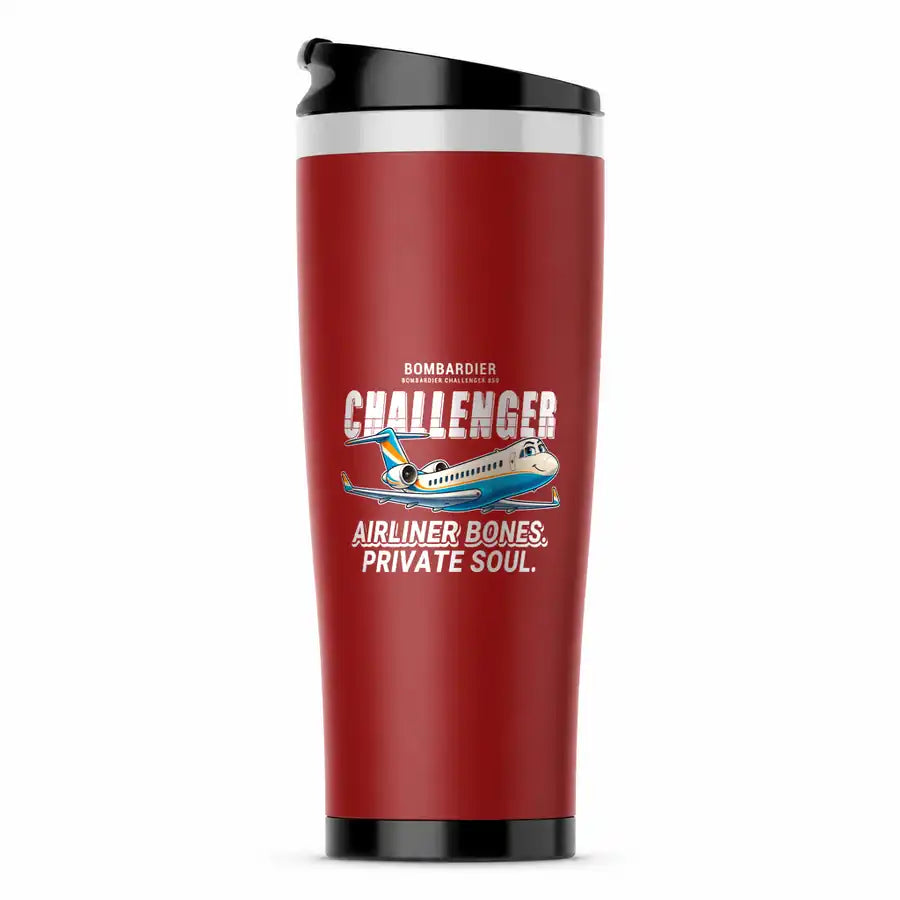 Bombardier Challenger 850 - Cartoon - Stainless Steel (No Holder) - Red