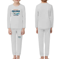 Thumbnail for Bombardier Challenger 850 - Children Pajamas - Cartoon Chest + Name - Light Gray