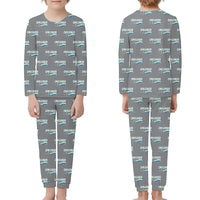 Thumbnail for Bombardier Challenger 850 - Children Pajamas - Cartoon Pattern - Gray