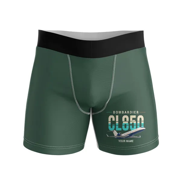 Bombardier Challenger 850 - Men Boxers - Original + Name - Dark Green
