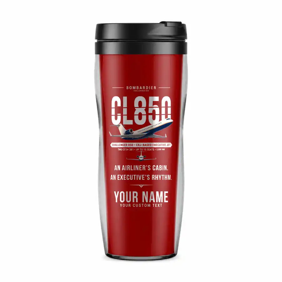 Bombardier Challenger 850 - Original + Name - Plastic (No Holder) - Red