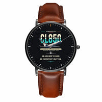 Thumbnail for Bombardier Challenger 850 - Original - Slim Leather - Black and Brown Leather Strap
