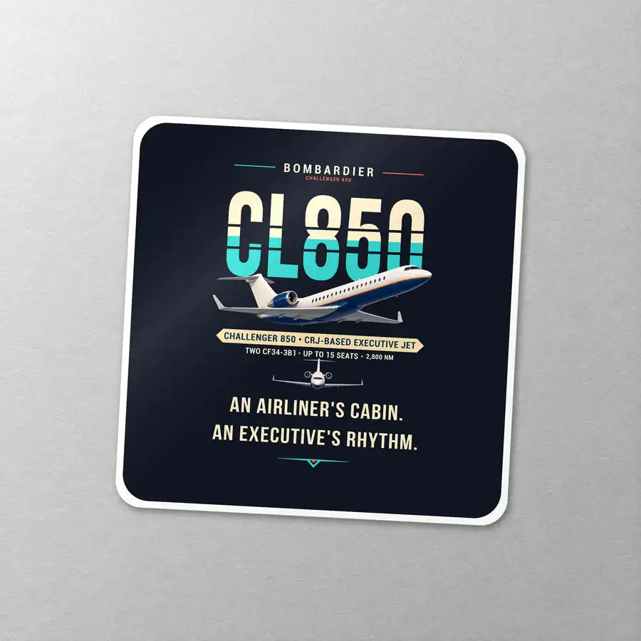 Bombardier Challenger 850 - Original - Square Sticker - Close-up