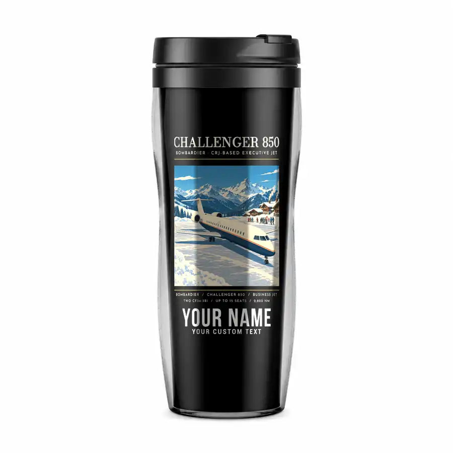 Bombardier Challenger 850 - Poster + Name - Plastic (No Holder) - Black