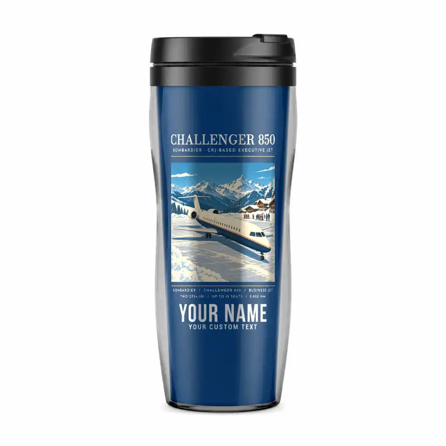 Bombardier Challenger 850 - Poster + Name - Plastic (No Holder) - Blue