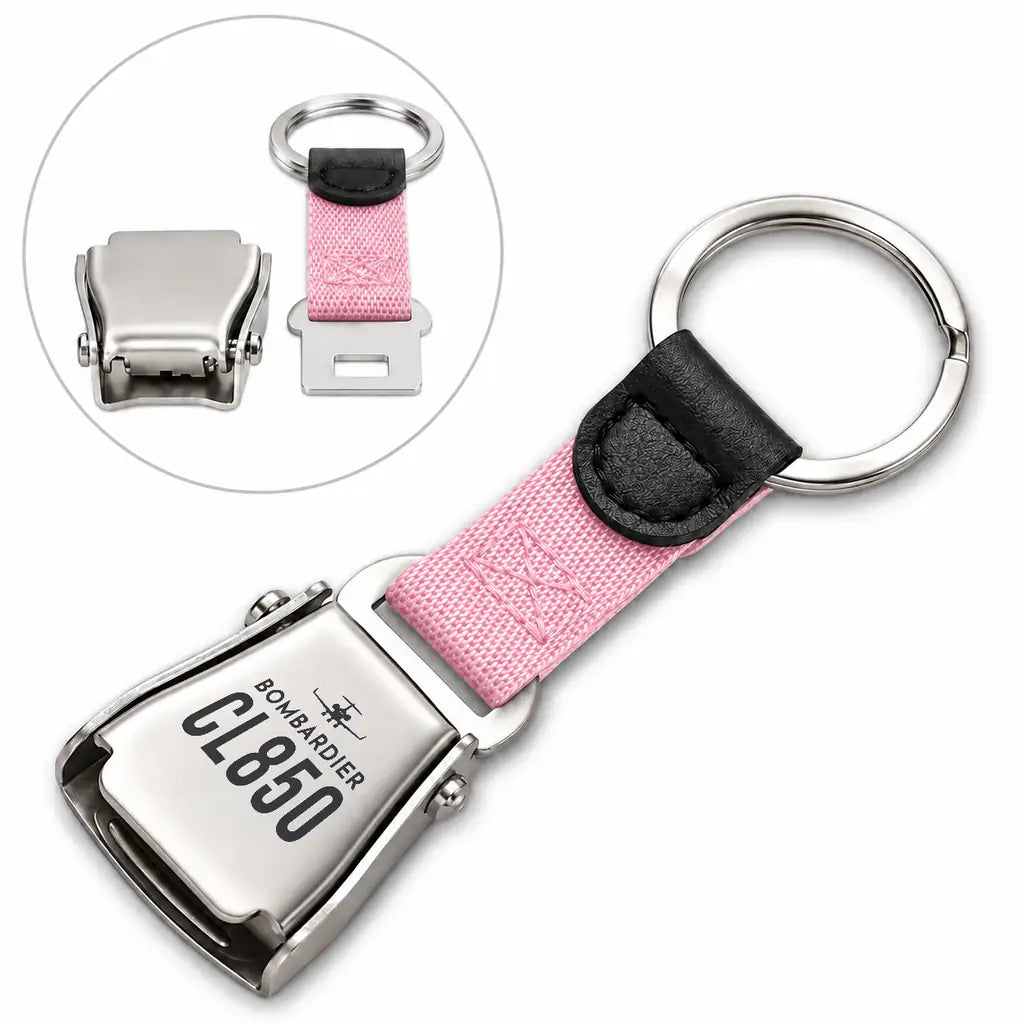 Bombardier Challenger 850 - Seat Belt Key Chain - Heritage - Pink