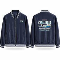 Thumbnail for Bombardier Challenger 850 Stylish Jackets - Baseball Collar - Cartoon - Navy Blue